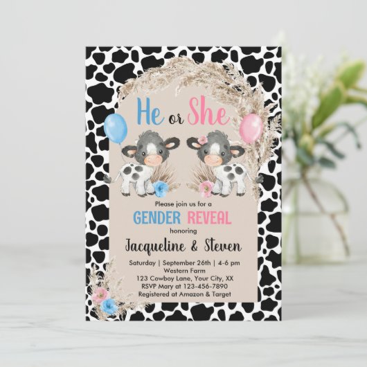 カウファーム性別がベビー招待カウボーイを明らかにする 招待状 (スタンド正面)