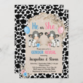 カウファーム性別がベビー招待カウボーイを明らかにする 招待状 (正面/裏面)