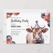 カウファーム納屋周囲の庭アニマルバースデーパーティー 招待状 (正面)
