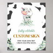 カウファーム誕生日パーティーテーブルサイン ポスター (正面)