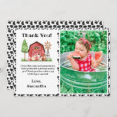 カウファーム/納屋周囲の庭誕生日写真サンキューカード  サンキューカード (正面/裏面)