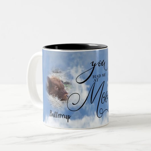 カウフォトメモリアル悔やみや弔慰ニャーで食べた ツートーンマグカップ (正面左)