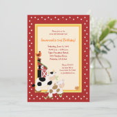 カウフモーァファーム納屋周囲の庭カントリー誕生日招待状 招待状 (スタンド正面)
