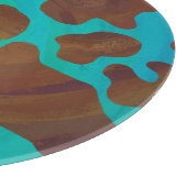 カウブラウンおよびティール（緑がかった色）プリント カッティングボード (角)