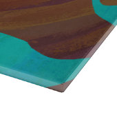 カウブラウンおよびティール（緑がかった色）プリント カッティングボード (角)