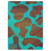 カウブラウンおよびティール（緑がかった色）プリント クリップボード (裏面)