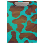 カウブラウンおよびティール（緑がかった色）プリント クリップボード (正面)