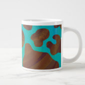 カウブラウンおよびティール(緑がかった色)プリント ジャンボコーヒーマグカップ (右)