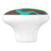 カウブラウンおよびティール（緑がかった色）プリント セラミックノブ (側面)