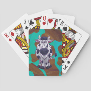 カウブラウンおよびティール（緑がかった色）プリント トランプ