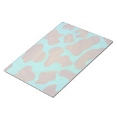 カウブラウンおよびティール(緑がかった色)プリント ノートパッド (アングル)