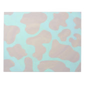 カウブラウンおよびティール(緑がかった色)プリント ノートパッド (正面)