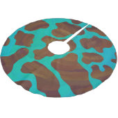 カウブラウンおよびティール（緑がかった色）プリント ブラッシュドポリエステルツリースカート (アングル)