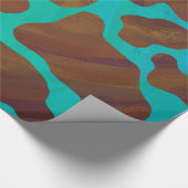 カウブラウンおよびティール（緑がかった色）プリント ラッピングペーパー (角)