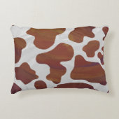 カウブラウンとホワイトプリント アクセントクッション (正面)