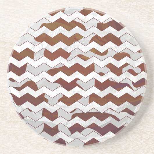 カウブラウンとホワイトプリント コースター (正面)