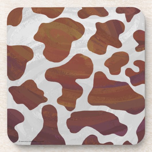 カウブラウンとホワイトプリント コースター (正面)