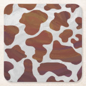 カウブラウンとホワイトプリント スクエアペーパーコースター (正面)