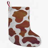 カウブラウンとホワイトプリント スモールクリスマスストッキング (正面)