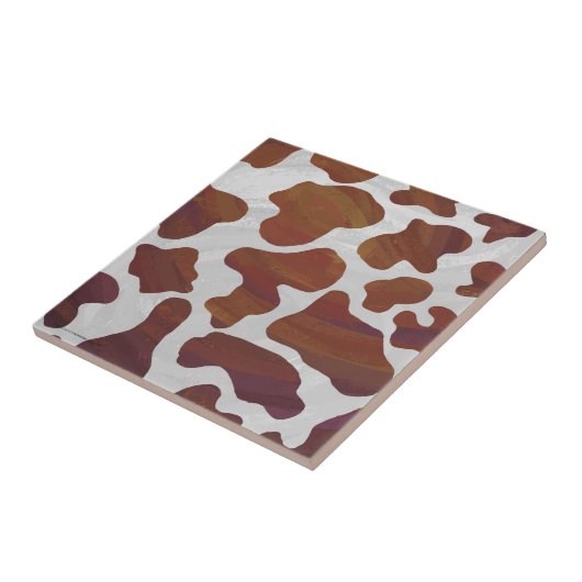 カウブラウンとホワイトプリント タイル (側面)