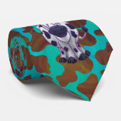 カウブラウンアンドティール(緑がかった色)プリント ネクタイ (ロール)