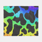 カウブラックアンドレインボープリント フリースブランケット (正面(横))