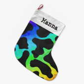 カウブラックアンドレインボープリント ラージクリスマスストッキング (正面 (吊り時))