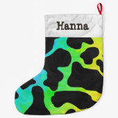 カウブラックアンドレインボープリント ラージクリスマスストッキング (裏面)