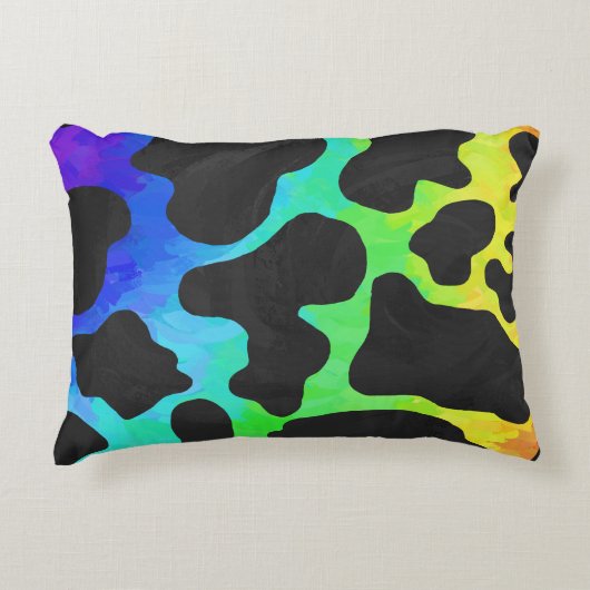 カウブラックアンドレインボー物 アクセントクッション (正面)