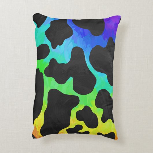 カウブラックアンドレインボー物 アクセントクッション (裏面(縦))