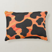 カウブラック&オレンジプリント アクセントクッション (正面)