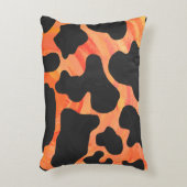 カウブラック&オレンジプリント アクセントクッション (正面(垂直))