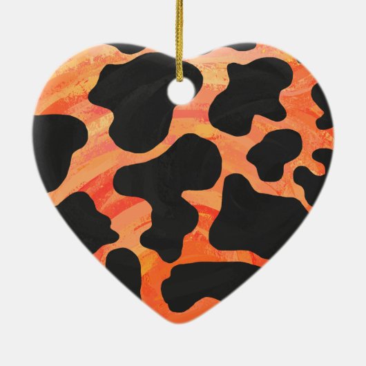 カウブラック&オレンジプリント セラミックオーナメント (裏面)