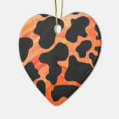 カウブラック&オレンジプリント セラミックオーナメント (左)