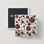 カウブラック&オレンジ水玉模様プリント 缶バッジ (正面&裏面)
