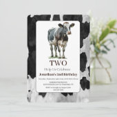 カウブラック&ホワイト誕生日招待状 招待状 (スタンド正面)