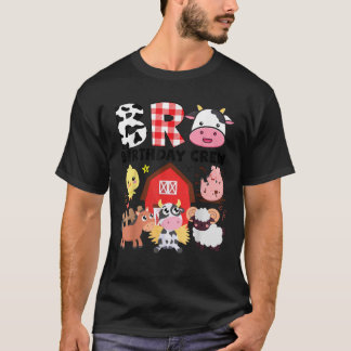 カウブロ誕生日クルーファームテーマ動物キッズバード Tシャツ
