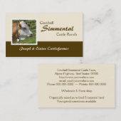 カウベルを持つブラウンそして白いSimmental牛 名刺 (正面/裏面)