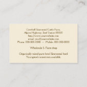 カウベルを持つブラウンそして白いSimmental牛 名刺 (裏面)