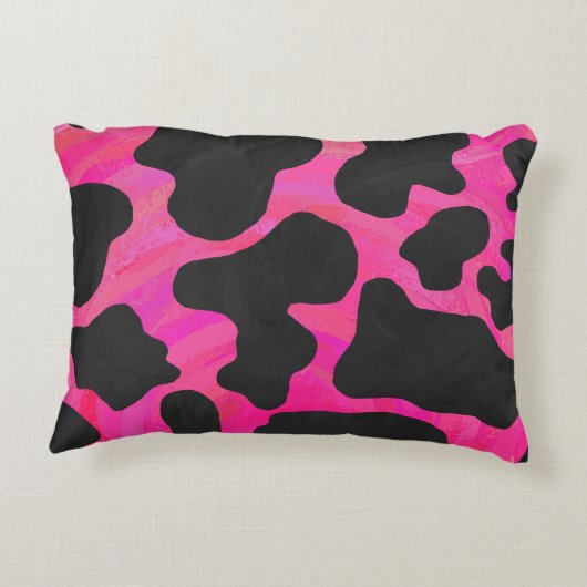 カウホットピンクとブラックプリント アクセントクッション (裏面)