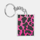 カウホットピンクとブラックプリント キーホルダー (正面左)