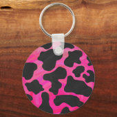 カウホットピンクとブラックプリント キーホルダー (正面)