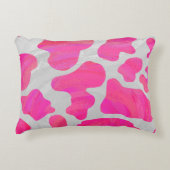 カウホットピンクとホワイトプリント アクセントクッション (正面)