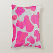 カウホットピンクとホワイトプリント アクセントクッション (正面(垂直))