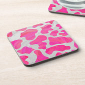 カウホットピンクとホワイトプリント コースター (左側)