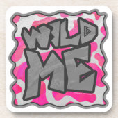 カウホットピンクとホワイトプリント コースター (正面)