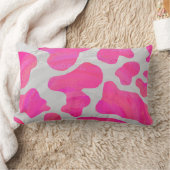 カウホットピンクとホワイトプリント ランバークッション (ブランケット)