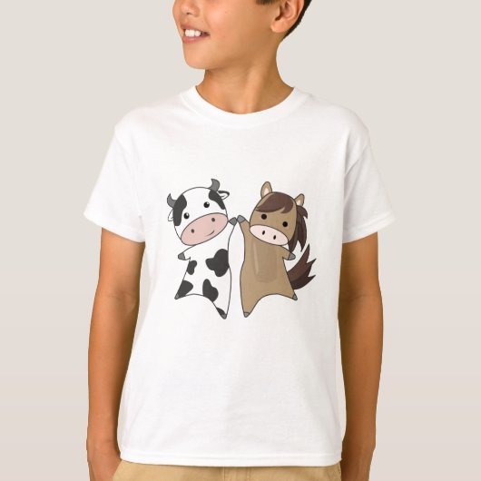 カウホースファームスウィートアニマルズバウアー農家 Tシャツ (正面)