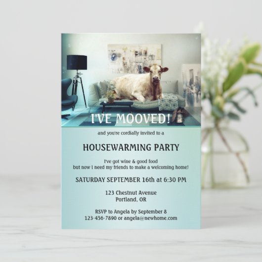 カウホーム間抜けスウィートホーム引っ越し祝いパーティー招待状 招待状 (スタンド正面)