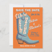カウボはっきりしたイカラフルウェスタン日付のブートを保存 招待状 (正面)